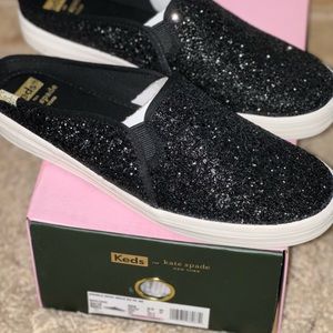 Brand new in box Keds x Kate Spade Double Decker Black Glitter Mule Size 8.5